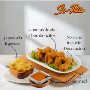 Sir alitas apanadas o bañadas en salsa miel ajo