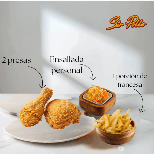 Cuarto apanado Sirpollo con francesa y ensalada